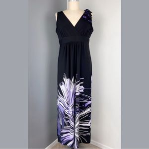 Studio I Black Purple Sleeveless Maxi Dress